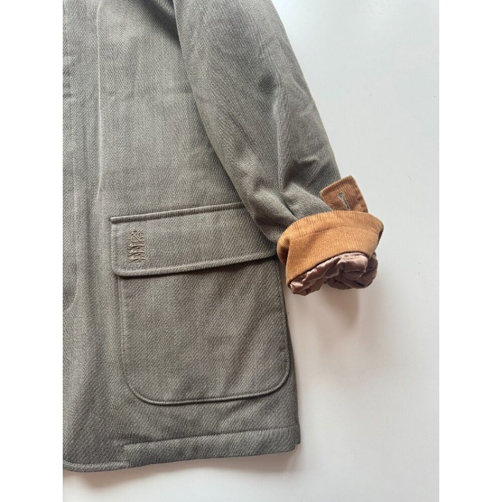 Men's KENT & CURWEN Loro Pia Green Wool Quilted Barn Coat Jacket, Size M - Picture 7 of 16